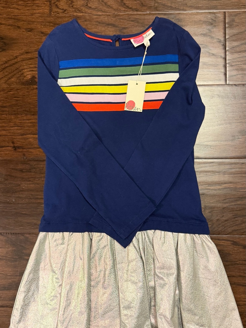 Mini Boden Marvelous Navy Stripe Girls' Top by Mini Boden